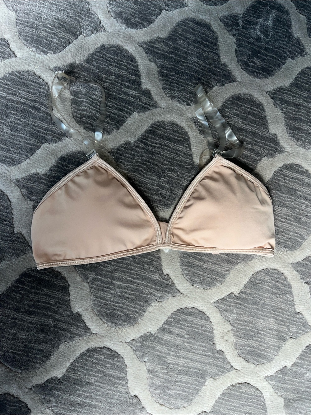 Body Wrappers Beige Triangle Bralette with Clear Straps